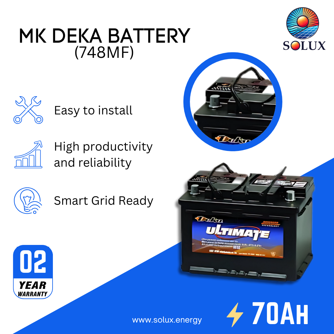 This is an image of Deka Auto Battery 748MF 70Ah 12V Heavy Duty